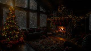 Christmas Magic  Firelight and Evergreen Decor by the Window