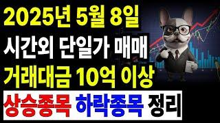 주식 시간외거래 시간외단일가매매 2025년5월8일 주식브리핑 시간외단일가 매매 거래대금 10억이상 #주식
