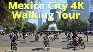 2025 - 4K Walking Tour Along Reforma on Sunday! (Mexico City)