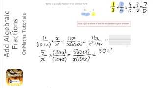 Algebraic Fractions: Add (Grade 8) - OnMaths GCSE Maths Revision