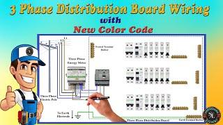 3 Phase Distribution Board Layout and Wiring Diagram / Three phase DB Wiring with New Color Code