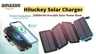 Hiluckey Solar Charger 25000mAh Portable Solar Power Bank Waterproof Battery Packs with Dual Ports