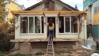 Woman Turns Abandoned Space into Amazing Porch | Start to Finish by @juanxiaoliu