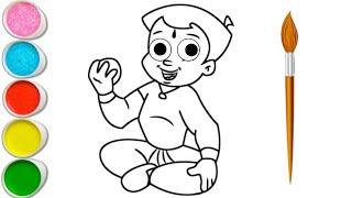 Chhota Bheem Drawing ,Painting  and Coloring for Kids and Toddlers |How to Draw  Chhota Bheem