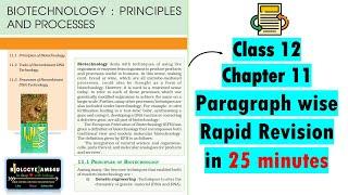 NEET Biology Rapid NCERT Revision - Biotechnology: Principles and Processes, Class 12 Chapter 11