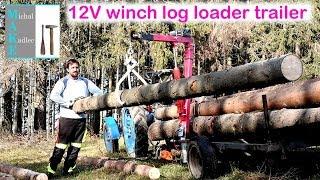 12V winch log loader trailer