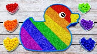 Satisfying Video l How To Make Rainbow Duck Bathtub With Glitter Slime Cutting ASMR | By Sunny C