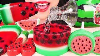 ASMR WATERMELON DESSERTS: CAKE POPS, TAPIOCA BOBA PEARLS, POPSICLE JELLO, GUMMY CANDY, EDIBLE SPOONS