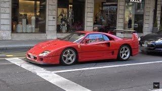 LOUD Ferrari F40 Start Up and Driving in Geneva