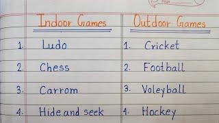 10 Names Of Indoor & Outdoor Games | Indoor And Outdoor Games Name In English