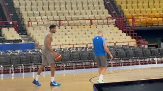 Giannis Antetokounmpo at Greece Practice Before Facing Luka Doncic, Slovenia in Olympic Qualifier