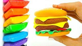 Лепим из пластилина Бургер, развивающее видео для детей. Play doh for kids, learning and fun