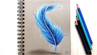 Colored pencil drawing - Fantasy feather! | Leontine van vliet