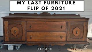 My Last Furniture Flip of 2021 | Antique Buffet Makeover | Beautiful Furniture Makeover