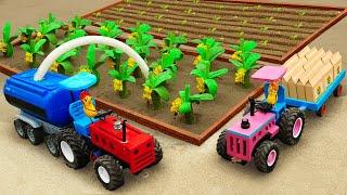 Diy tractor Bulldozer mini to making Anti-Flooding Tanker Water | diy Planting Banana Farm | HP Mini