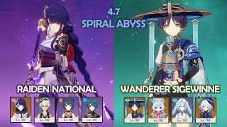 4.7 Spiral Abyss - Raiden National & Wanderer Sigewinne - Genshin Impact