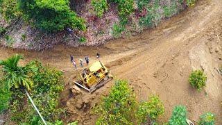 Heavy Equipment Working Caterpillar D6R XL Dozer Operator Opening Plantation Road