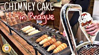 Chimney Cake Trdelnik Making in Prague / Dessert Cafe Vlog