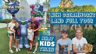 NEW Dreamworks Land at Universal Studios Orlando FULL TOUR, Food, Shows... And What Kids Think!