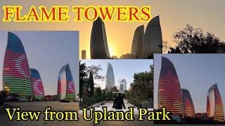 Iconic Flame Towers of Baku Azerbaijan || Viewing from Upland Park