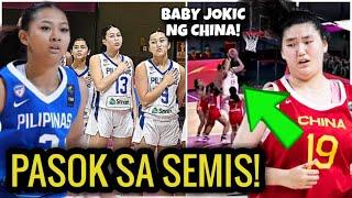 BABY JOKIC ng CHINA!Gilas Women's PASOK na sa SEMIFINALS outright Back to Back Wins WALANG TALO!