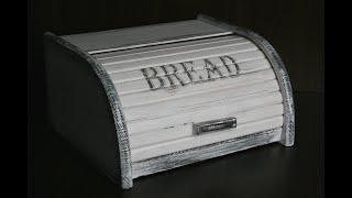 SMALL WOODEN BREADBOX WHITE ROLL-TOP BREAD breadbin bread box shabby chic retro rustic hand-made