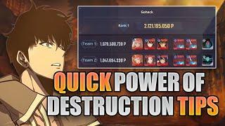 HOW TO GET BETTER SCORES ? | QUICK POWER OF DESTRUCTION TIPS | SOLO LEVELING : ARISE