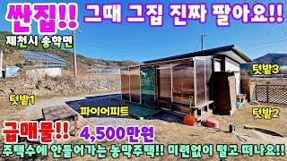 715. 싼집!! 주택수에 안들어가는 농막주택 주말농장 나만의 놀이터를 만들기!! 제천시 송학면 주택매매 단독주택 제천부동산 제천토지매매 제천전원주택매매 제천주택매매 시골집 촌집