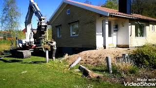 Dränering runt Hus med isodrän Timelaps