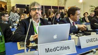 MedCities Secretary-General, Mr. Josep Canals speech during the #COP21 in Naples, December 2019.