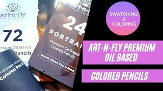 Art-n-Fly Premium Oil Based Colored Pencils ~ Swatching, Mini Review & Coloring