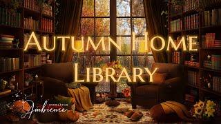 Autumn Home Library ASMR Ambience️Cat Purring, Page Turning, Tea Pouring in the Cozy Autumn Rain