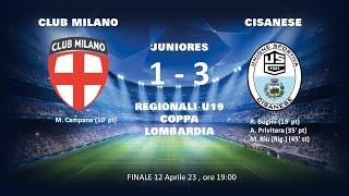 23-04-12 JUNIORES Coppa Lombardia: finale  - CLUB MILANO - CISANESE:  1 - 3