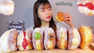 MUKBANG 크림 가득 제주 노티드 도넛 디저트 먹방 KNOTTED CREAM DONUT Dessert asmr クリームドーナツ 咀嚼音