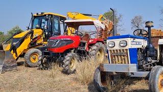 New Jcb 3dx Eco Machine Loading Red Mud In Mahindra and Swaraj Tractor | Jcb and Tractor Cartoon