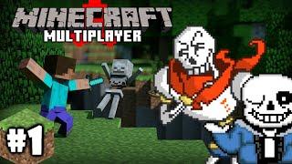 PAPYRUS AND SANS PLAYS MINECRAFT PART 1 - A NEW SKELETAL ADVENTURE!