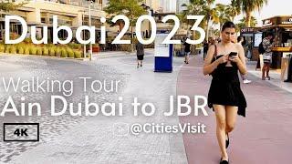 Dubai  Ain Dubai, Blue Water Island to JBR Beach [4K 60 fps] Beach Side Walking Tour