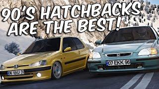 Snowy La Canyons in TOP TIER 90's Hatchbacks! Assetto Corsa - Fanatec CSL DD - Assetto Hosting - VR