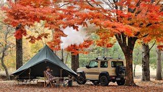 Solo Jimny Camping In Australia’s Autumn & Cook in Tent with Wood Stove | Relaxing Nature ASMR