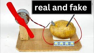 Real aur fake  how to turn a motor with a potato  science experiment @FahimPakaovlogs