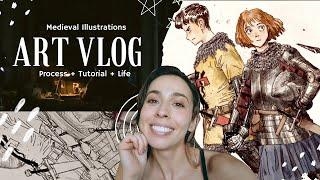 Creating Art for My Medieval Comic (Drawing, Clip Studio Paint, Calligraphy) | Studio Art Vlog