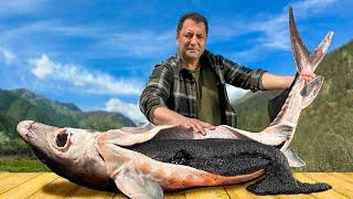 Huge Sturgeon On The Grill With A Delicacy Inside! Divine Lunch In The Village!