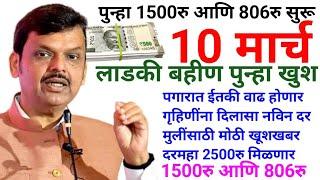 लाडकी बहीण 1500रु आणि 806रु आज मुलींसाठी खूशखबर | ladki bahin yojana new update | ladki bahin yojana