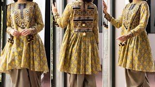 Summer stylish short frock design with latest flat ban easy tutorial