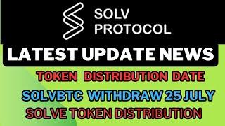 SOLV Protocol Airdrop  Update I Solvbtc redeem Date | Token Distribution I Binance Web3 Airdrop |