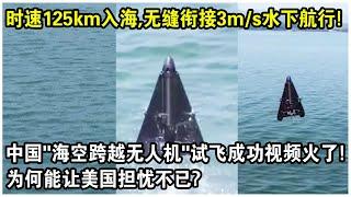 時速125km入海，無縫銜接3m/s水下航行！中國“海空跨越無人機”試飛成功視頻火了！為何能讓美國擔憂不已？