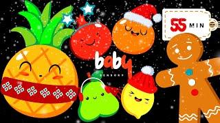 Baby's First Christmas!  Sensory Video with Dancing Fruits & Gingerbread 