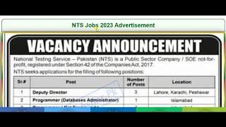 NTS Jobs 2023 | Latest NTS Jobs Online 2023 Apply All New NTS Jobs 2023