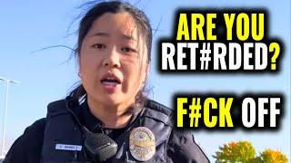 Idiot Female Cop Gets OWNED By Young Man! I Don't Answer Questions & ID Refusal! 1st Amendment Audit