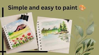 Simple and easy mini watercolor landscape| watercolor Painting tutorial| step by step| @SunilLinusDe